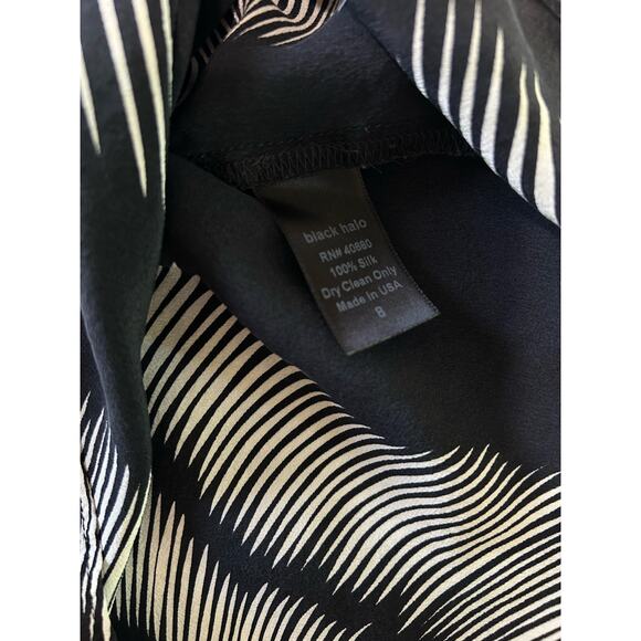 Black Halo Y2K 100% Silk Shift Dress V Back Plunge Neck Sleeveless Size 8 - Picture 8 of 11